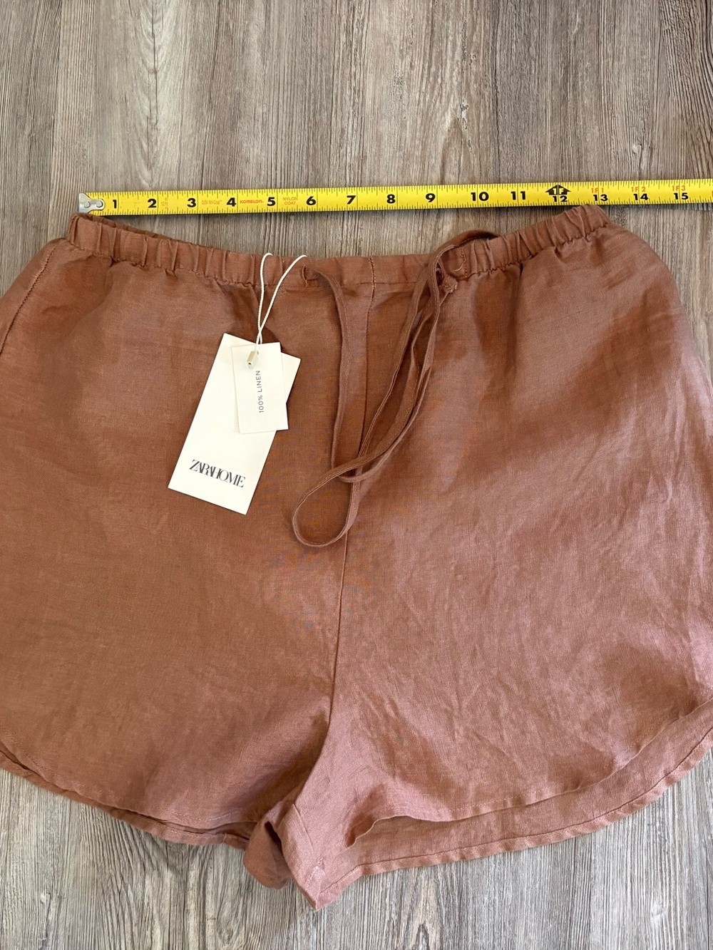 NWT ZARA HOME 100% LINEN SHORTS MEDIUM - BROWN ⭐️BEST OFFER⭐️ END OF SUMMER💕 - Picture 4 of 8